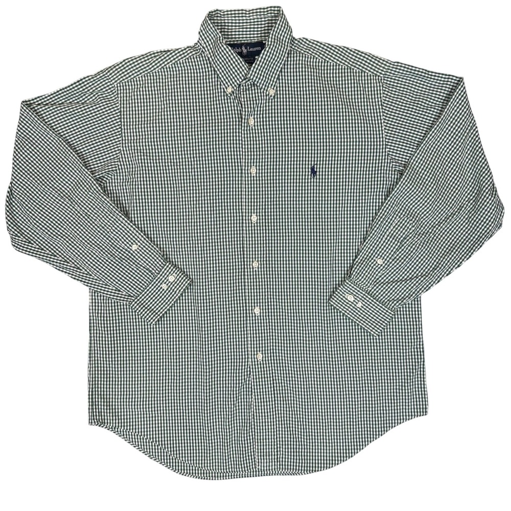 Polo Ralph Lauren Mens Green Gingham Button Down Shirt Yarmouth Cotton XL